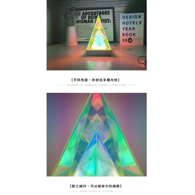 【送禮首選】氛圍感立體三角小夜燈(電競房 桌面 裝飾燈 氛圍燈 房間佈置 生日禮物 床頭燈 USB 聖誕禮物)