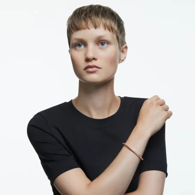 【SWAROVSKI 施華洛世奇】Twist 手鏈 白色 鍍玫瑰金色(情人節禮物)