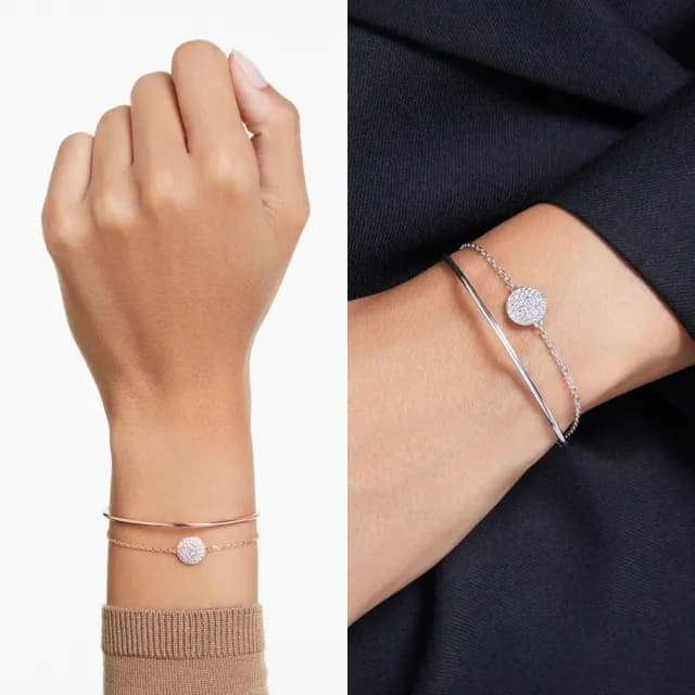 【SWAROVSKI 施華洛世奇】Sublima 手鐲 白色 鍍玫瑰金色/鍍白金色(2色任選_情人節禮物)