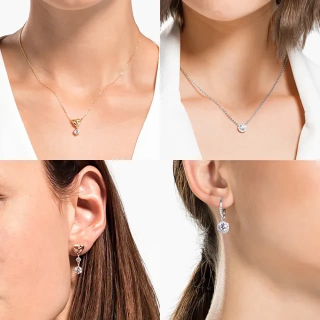 【SWAROVSKI 施華洛世奇】Lifelong Heart/Una Angelic 鏈墜/耳環 心形/圓形 鍍玫瑰金色/鍍白金色(4款任選)