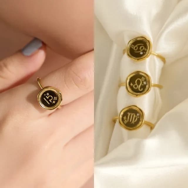 【vacanza】純鋼飾品｜星座｜十二星座封蠟・純鋼戒指_金色 多款任選
