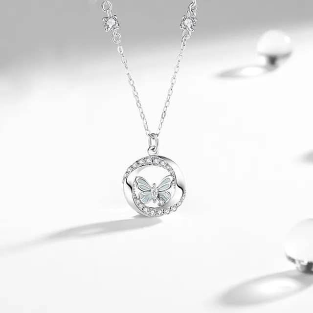 【巴黎精品】現貨+預購 頂級925純銀項鍊女項鍊項鏈鎖骨鍊情人節禮物情侶對鍊(蝴蝶莫比男女飾品a1li85)