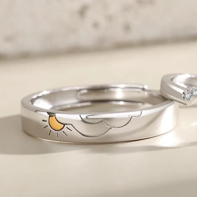 【巴黎精品】現貨+預購 頂級925純銀戒指婚戒女鑽戒開口戒情侶對戒尾戒情人節禮物(新款日月男女飾品a1li71)