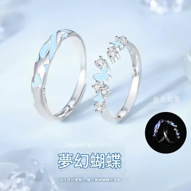 【巴黎精品】現貨+預購 頂級925純銀戒指婚戒女鑽戒開口戒情侶對戒尾戒情人節禮物(夜光蝴蝶男女飾品a1li69)
