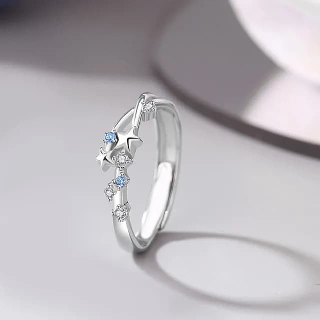 【巴黎精品】現貨+預購 頂級925純銀戒指婚戒女鑽戒開口戒情侶對戒尾戒情人節禮物(相伴星辰男女飾品a1li45)