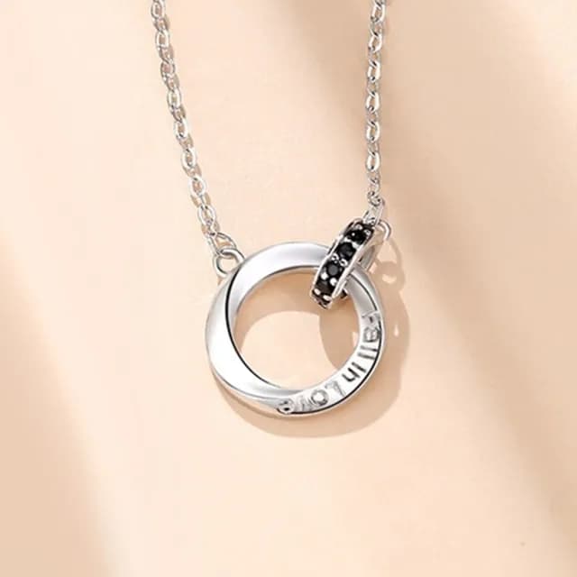 【巴黎精品】現貨+預購 頂級925純銀項鍊女項鍊項鏈鎖骨鍊情人節禮物情侶對鍊(經典雙環男女飾品a1li19)