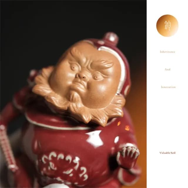 【新川】鈞瓷門神茶寵 福祿壽主題(非遺鈞瓷茶寵 開運門神造型 新春文創禮品 吉祥茶席擺件)