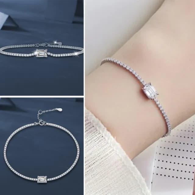 【LEESA】雙11 莫桑石手鍊\S925純銀\百搭設計\送禮推薦\輕奢氣質\抗過敏材質\氣質女神款\百搭手鍊\S925銀飾