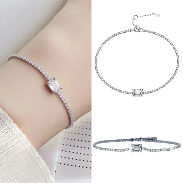 【LEEHER】雙11 手鍊/純銀手鍊/排鑽手鍊/鑲鑽手鍊/抗過敏/S925手鍊/莫桑鑽手鍊