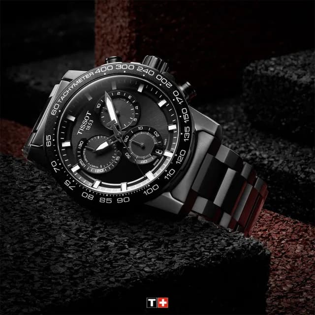 【TISSOT 天梭】SUPERSPORT CHRONO 三眼計時手錶-45.5mm/全黑(T1256173305100)