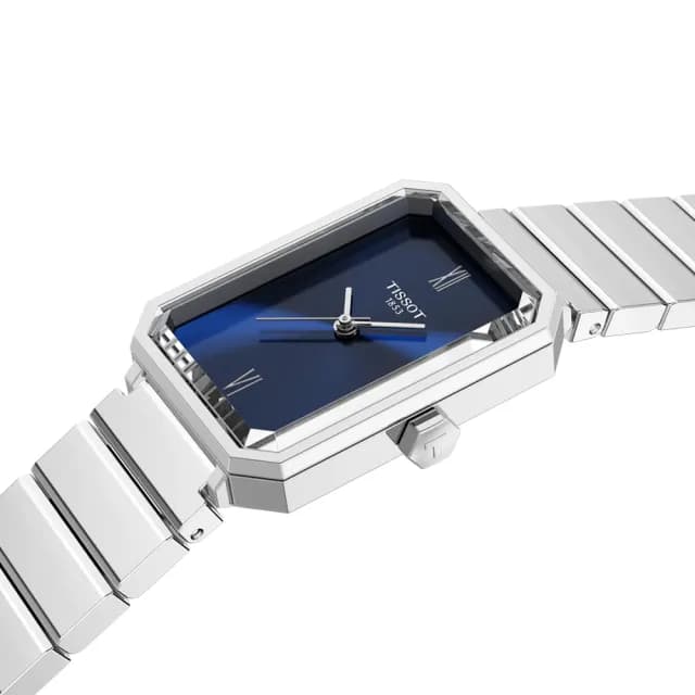 【TISSOT 天梭】SRV系列 復古經典方形石英錶-30mm/藍(T1601101104300)