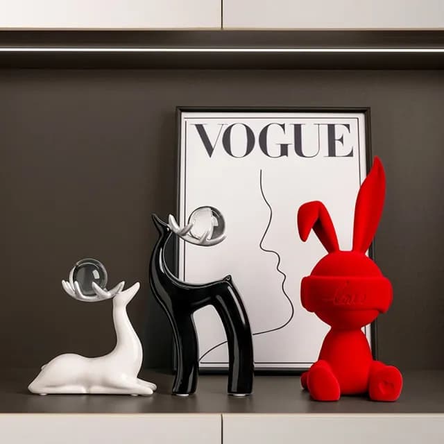 【Loha 樂活家】簡約小擺件-長耳紅兔子(裝飾品 動物擺件 喬遷禮物 軟裝飾品 陳列品 客餐廳玄關櫃背景擺件)