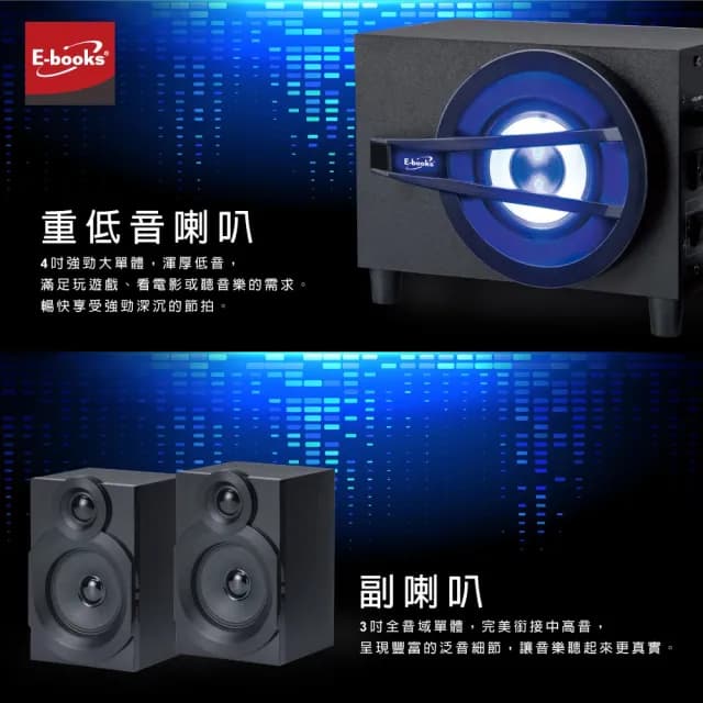 【E-books】D57 20W藍牙2.1聲道多媒體音箱