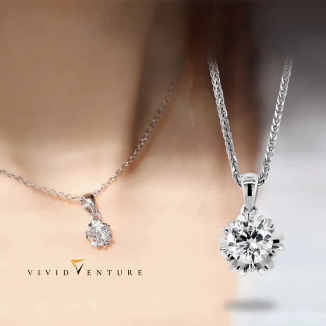 【Vividventure 亞帝芬奇】925純銀 20分 天然鑽石 真鑽 項鍊 璀璨放大款