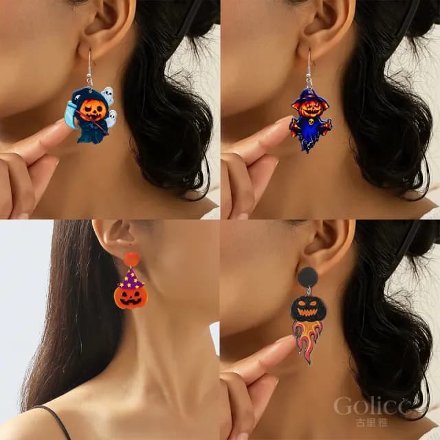【Golicc】耳環 萬聖節 搞怪 俏皮(雙11 聖誕節 生日 飾品 耳釘 耳飾 耳墜 禮物)