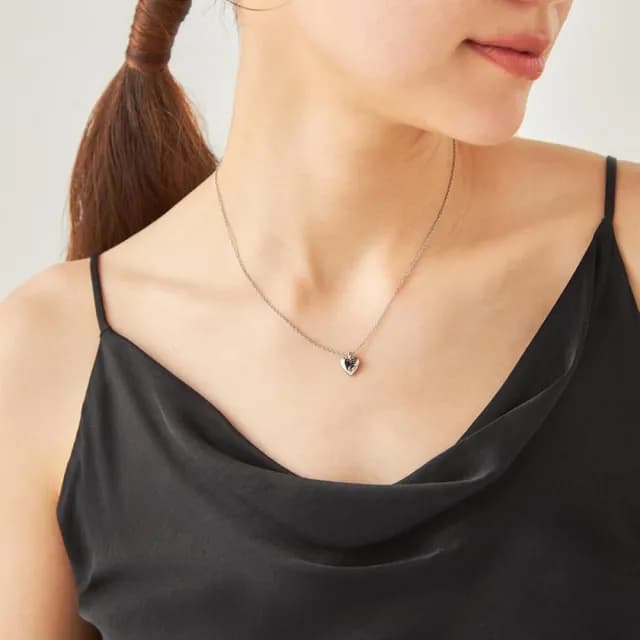 【ete】份量感立體愛心項鍊(金色 鉑金色)