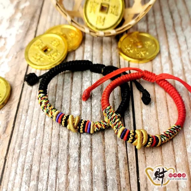 【財神小舖】財源無限 金剛結五色線手鍊(兩款任選 已開光 招財 財運 平安)
