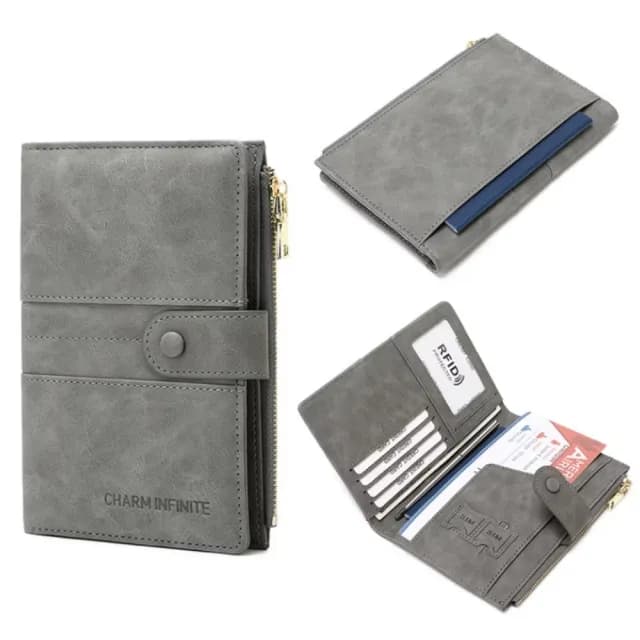 【出國安心】RFID防盜刷皮革護照套(機票夾 卡夾 側拉鍊 SIM卡槽 零錢包 證件 防刮耐磨 輕巧 保護套 筆槽)