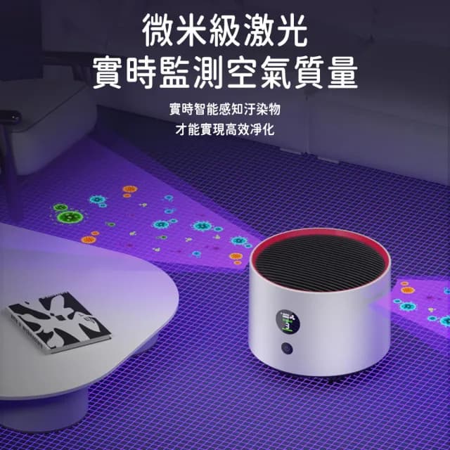 小型白色主動式空氣循環淨化器(負離子淨化 智能除甲醛 寵物家庭)