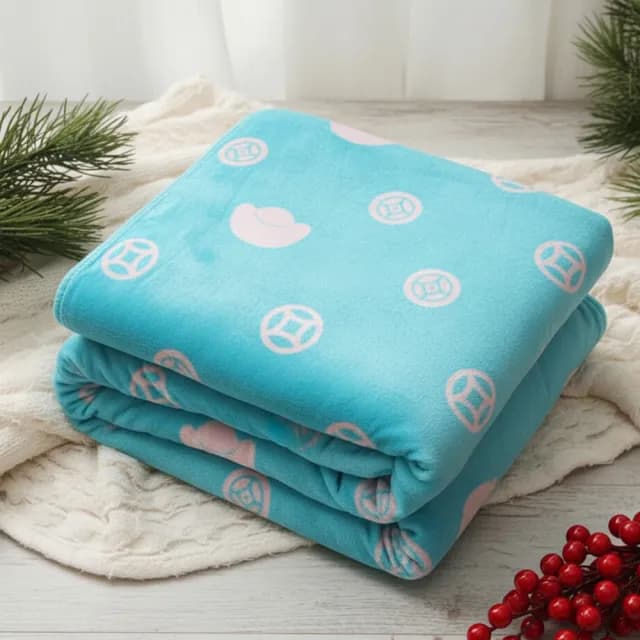 【雨揚】財富滿爆賺翻被 法蘭絨毯(交換禮物/招財開運/冬被/暖暖被/午睡毯)