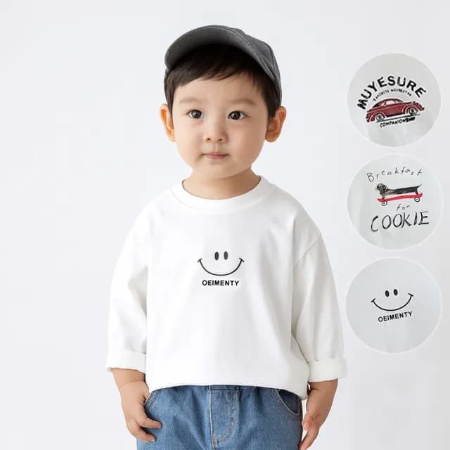 【橘魔法】童趣印花純棉百搭長袖上衣(薄長袖 長袖上衣 中性款 男童 女童 兒童 童裝)