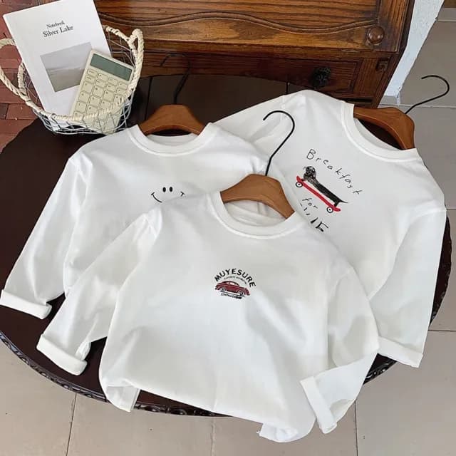 【橘魔法】童趣印花純棉百搭長袖上衣(薄長袖 長袖上衣 中性款 男童 女童 兒童 童裝)