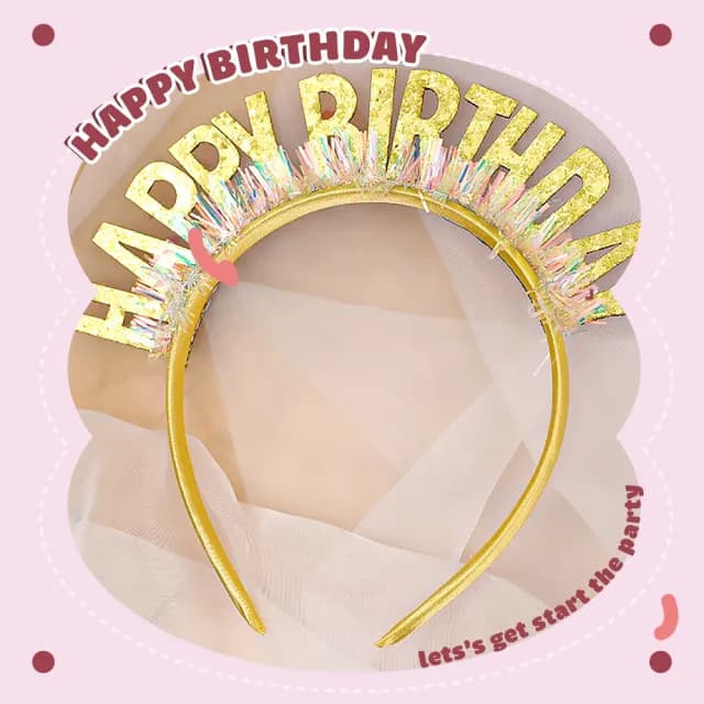 【派對慶生】生日快樂造型髮箍-2入組(韓系 頭飾 髮飾 裝飾品 網美 生日禮物帽 拍照道具 生日佈置 兒童)