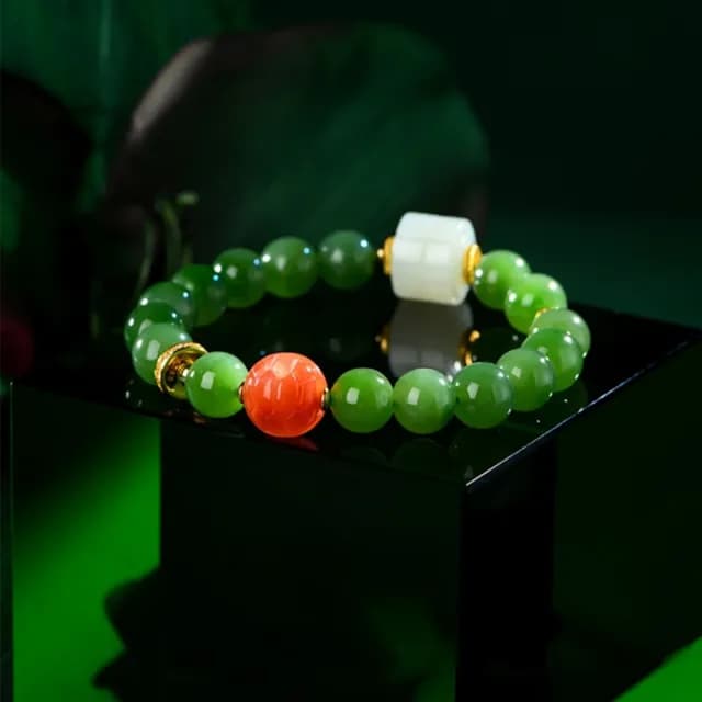 【巴黎精品】現貨+預購和闐玉手鍊玉石手串女手珠平安擋煞防小人轉運淨化招財開運(10mm南紅白玉鋯石a1ha59)