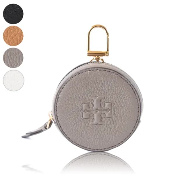 【TORY BURCH】THEA 浮雕LOGO荔枝紋圓型拉鍊零錢包(新款任選)