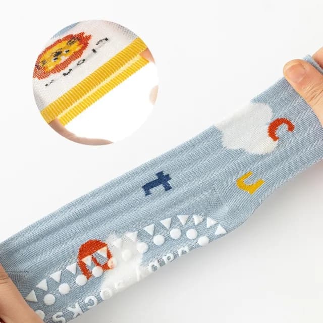 【橘魔法】（5雙組）繽紛動物防滑點膠網眼短襪(薄襪 中筒襪 襪子 中性款 男童 女童 止滑襪 兒童 童襪 童裝)