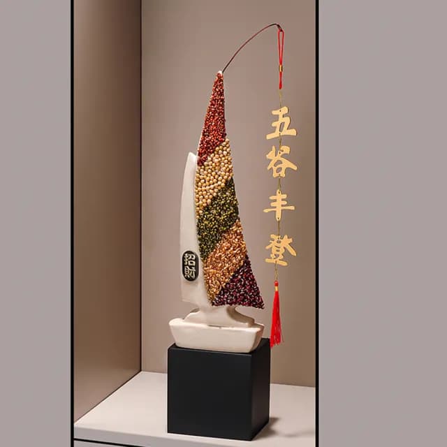 【超微米】五谷豐登帆船招財擺件 入戶玄關客廳酒櫃辦公室裝飾品 喬遷新居禮物(五谷豐登帆船招財擺件高63)