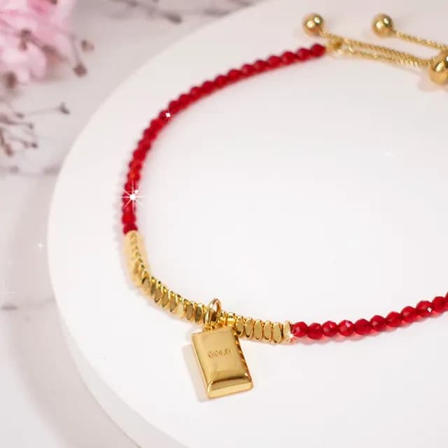 【命運好好玩】黃金磚紅晶線手鍊