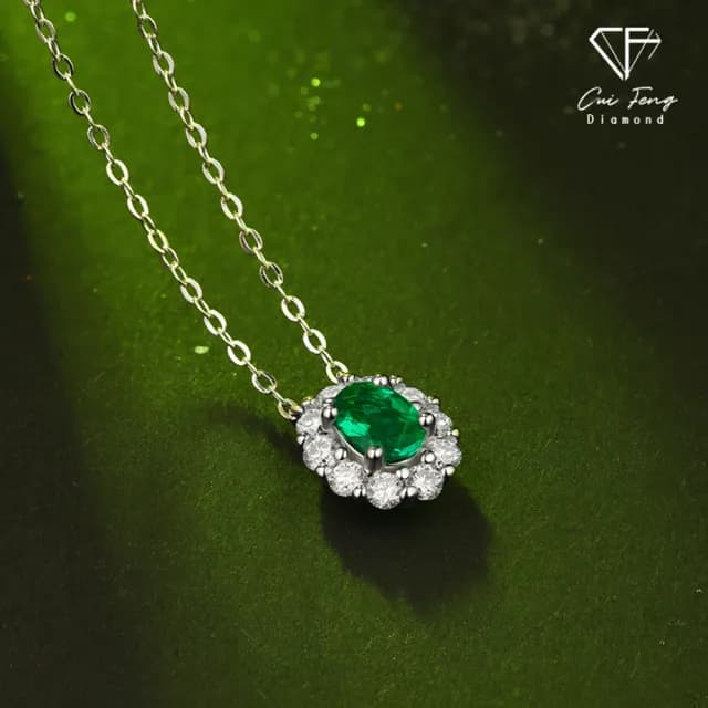 【CF鑽飾】項鍊 培育祖母綠《碧漪》雙11限定 禮物(哥倫比亞祖母綠 祖母綠項鍊 雙11限定  禮物 生日)