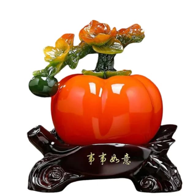 【超微米】事事如意柿子擺件 招財 客廳酒櫃裝飾品 辦公室擺件 喬遷禮物(事事如意招財擺件 小號18*14*21CM)