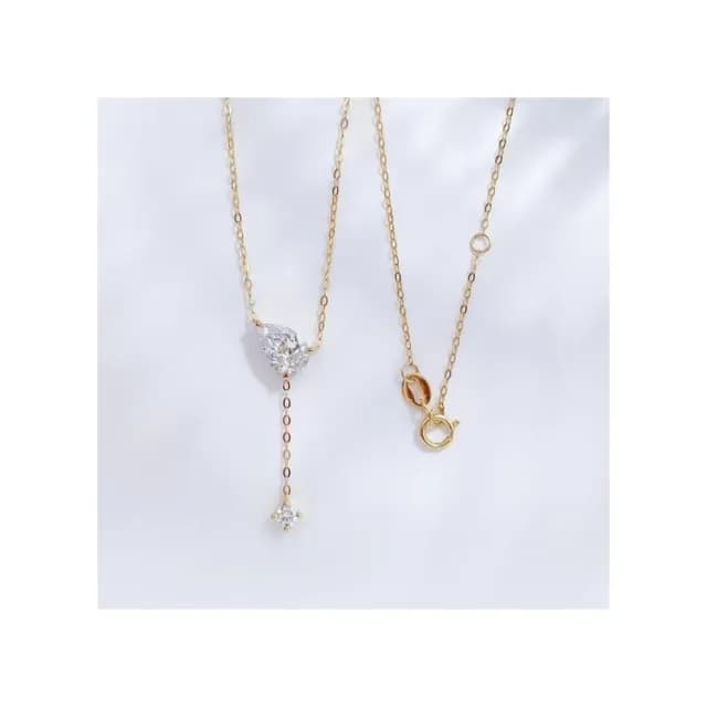 【鉅曜】IGI 1克拉 水滴鑽流蘇輕奢時尚鑽石項鏈(培育鑽石 18K 鑽石項鏈 鑽石)