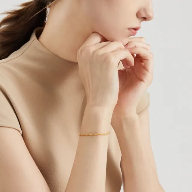 【點睛品】波浪水紋 黃金手鍊_計價黃金