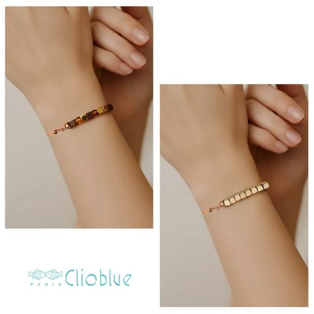 【CLIO BLUE】金磚純鋼手鍊-虎眼石/純鋼金/青金石  Myclio系列金色手鍊(法國巴黎品牌/純鋼)