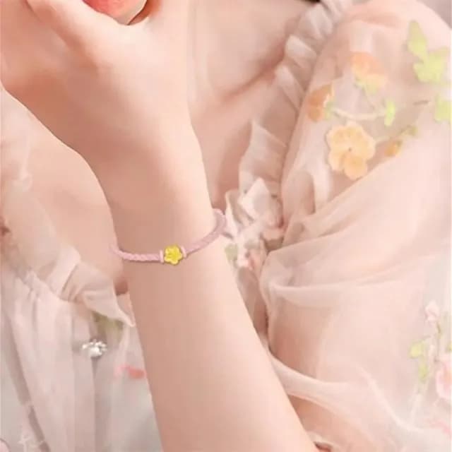 【Penny珮妮】黃金999 桃花皮繩 手鍊(母親節 情人節 送閨蜜 生日禮物 交換禮物 尾牙 新年 結婚)