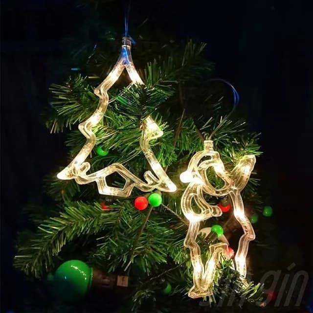 【gin gin】LED 聖誕裝飾吸盤燈 2入組(造型燈 聖誕布置 聖誕燈 聖誕禮物 聖誕配件 聖誕節裝飾)