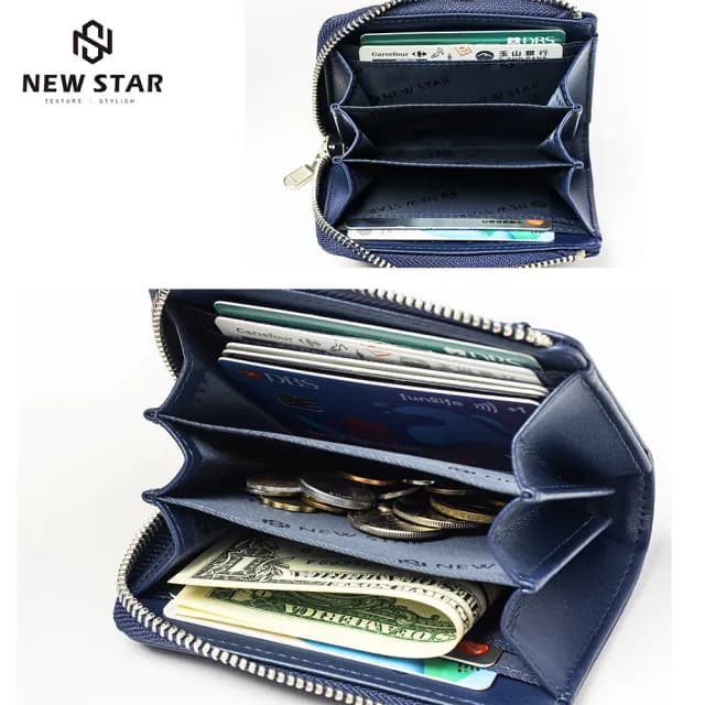 【NEW STAR】卡片零錢包 微光守藏RFID防盜拉鍊錢包 超纖皮革 女 男皮夾 現貨 CA177(情人節 禮物