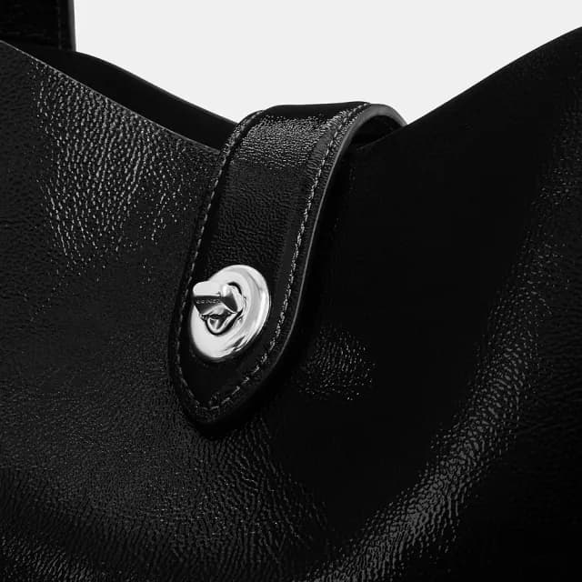 【COACH】蔻馳官方直營 HADLEY旋鎖托特手袋 托特包-SV/黑色(CCF05)