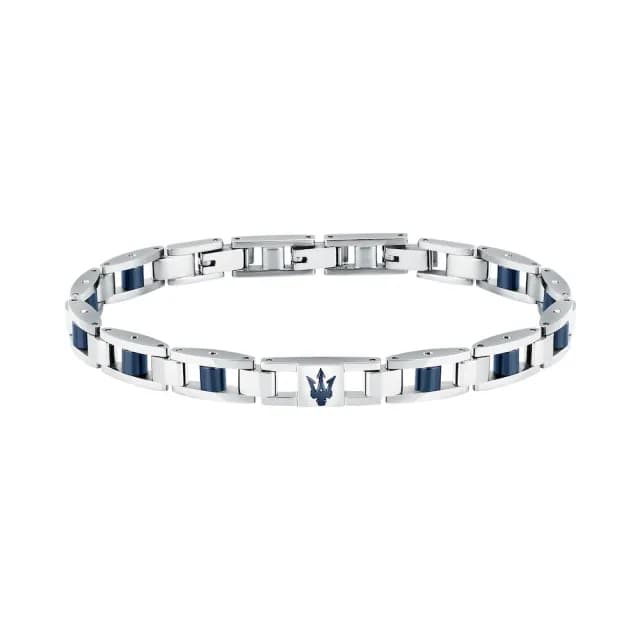 【MASERATI 瑪莎拉蒂】Ceramic系列 陶瓷尊雅三叉戟不鏽鋼鑲鍊手鍊(2色可選)