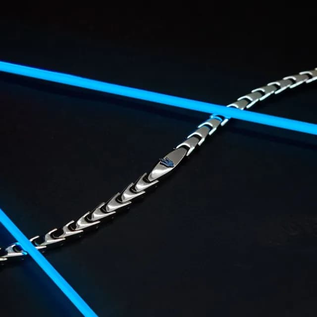 【MASERATI 瑪莎拉蒂】Iconic 經典之徽三叉戟不鏽鋼權紋手鍊-銀色 JM225AVD85