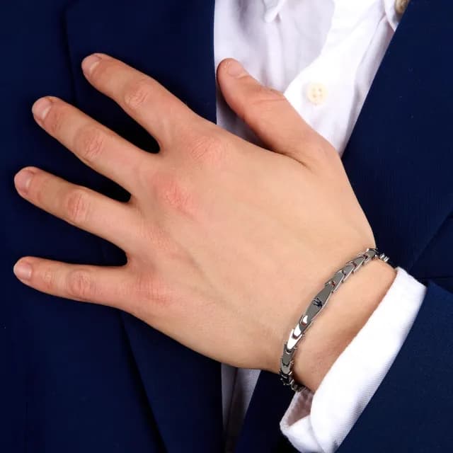 【MASERATI 瑪莎拉蒂】Iconic 經典之徽三叉戟不鏽鋼權紋手鍊-銀色 JM225AVD85