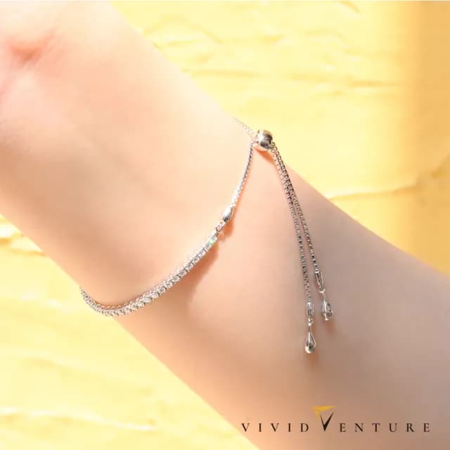 【Vividventure 亞帝芬奇】18K金 伸縮鍊 70分 天然鑽石 真鑽 手鍊 繁星