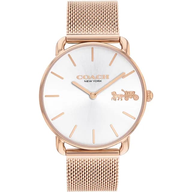 【COACH】Elliot 經典馬車米蘭帶女錶 手錶-玫瑰金框/36mm 禮物 送禮 推薦(CO14504383)