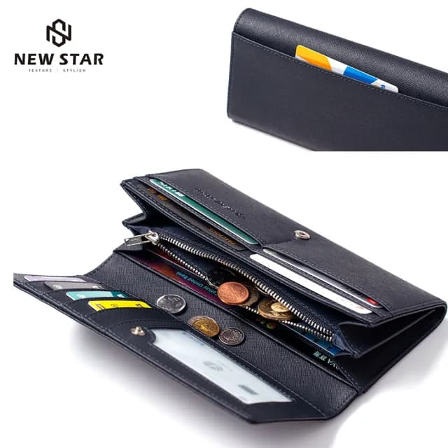 【NEW STAR】長夾 質感輕量友善皮革RFID防盜壓扣長夾 多夾層 零錢 男 女 男皮夾 CA158(情人節 禮物)