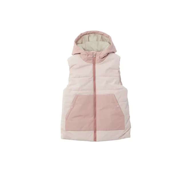 【GIORDANO 佐丹奴】童裝拼色大口袋連帽背心(81 木槿粉紅X啞粉紅)