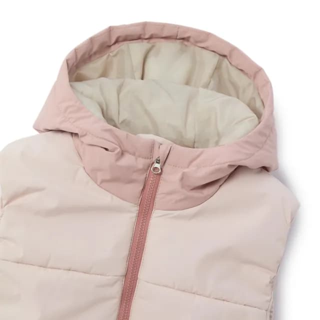 【GIORDANO 佐丹奴】童裝拼色大口袋連帽背心(81 木槿粉紅X啞粉紅)