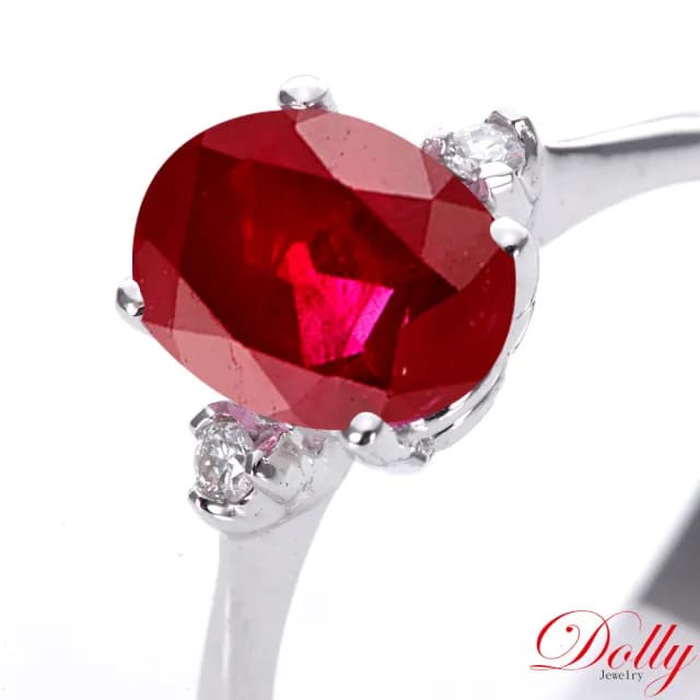 【DOLLY】18K金 緬甸紅寶石鑽石戒指-013(母親節 長輩送禮 交換禮物首選)